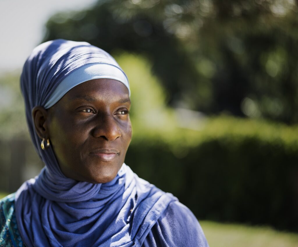 woman looking off to the distance